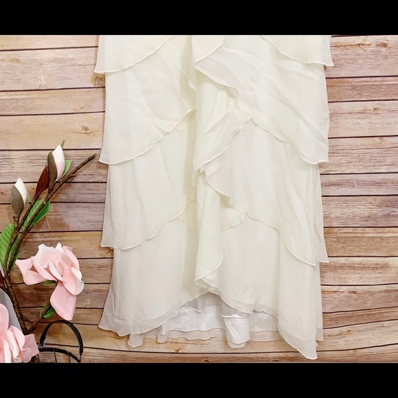 BCBGMaxAzria Black White Silk Chiffon Formal Maxi Dress - Picture 4 of 8